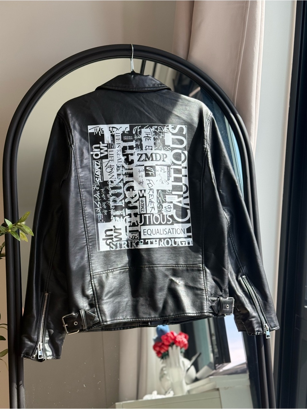 Zara Black Leather Moto Jacket - Men - Picture 4 of 5